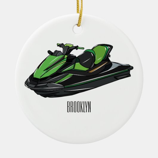 Afbeelding Jet ski cartoon Keramisch Ornament (Voorkant)