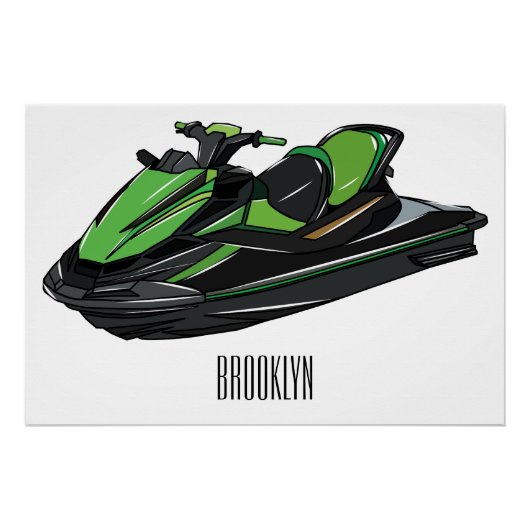 Afbeelding Jet ski cartoon Perfect Poster (Voorkant)