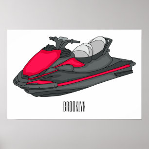 Afbeelding Jet ski cartoon Poster