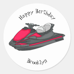 Afbeelding Jet ski cartoon Ronde Sticker