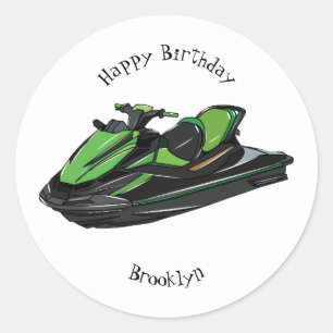 Afbeelding Jet ski cartoon Ronde Sticker