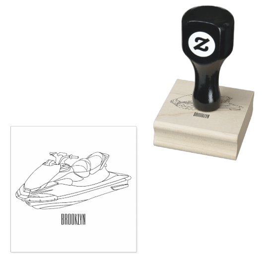 Afbeelding Jet ski cartoon Rubberstempel (Gestempeld)