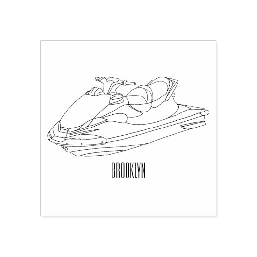 Afbeelding Jet ski cartoon Rubberstempel (Afrduk)