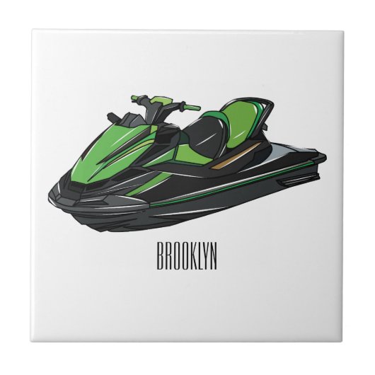 Afbeelding Jet ski cartoon Tegeltje (Voorkant)