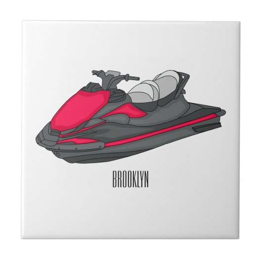Afbeelding Jet ski cartoon Tegeltje (Voorkant)