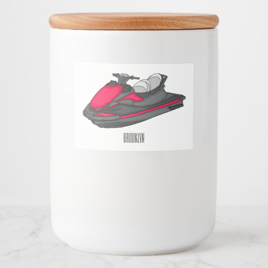 Afbeelding Jet ski cartoon Voedselcontainer Etiket (Voorkant)