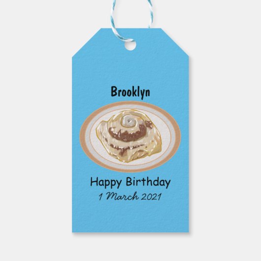 Afbeelding kaneelrol cartoon cadeaulabel (Achterkant)