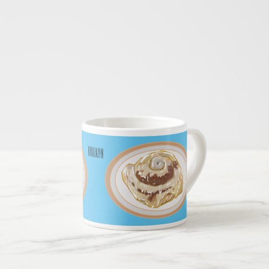 Afbeelding kaneelrol cartoon espresso kop (Voorkant rechts)