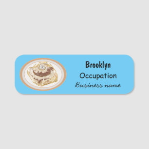 Afbeelding kaneelrol cartoon naamplaatje