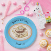 Afbeelding kaneelrol cartoon papieren bordje (Feest)