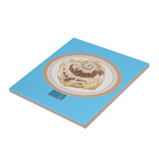 Afbeelding kaneelrol cartoon tegeltje (Zijkant)