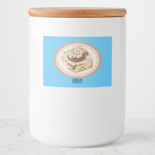 Afbeelding kaneelrol cartoon voedselcontainer etiket (Voorkant)