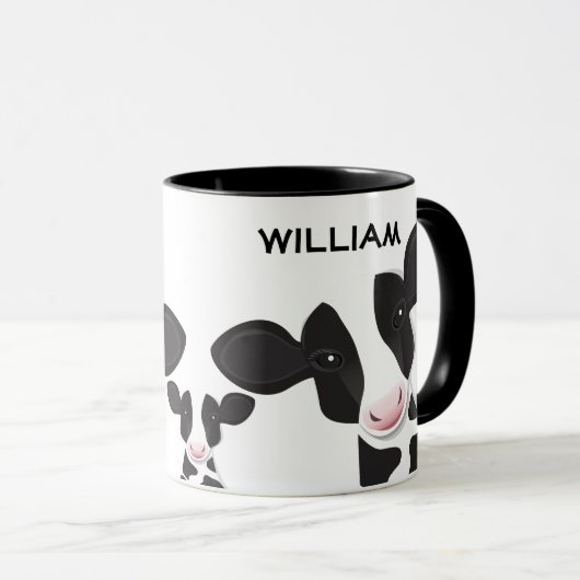 Afbeelding koeien Zwart wit Roze Boerderij Dier Mok (Voorkant rechts)