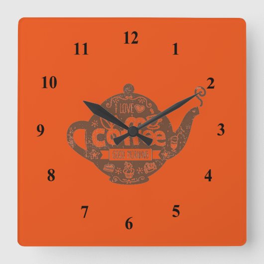  afbeelding koffiepot vierkante klok (Voorkant)