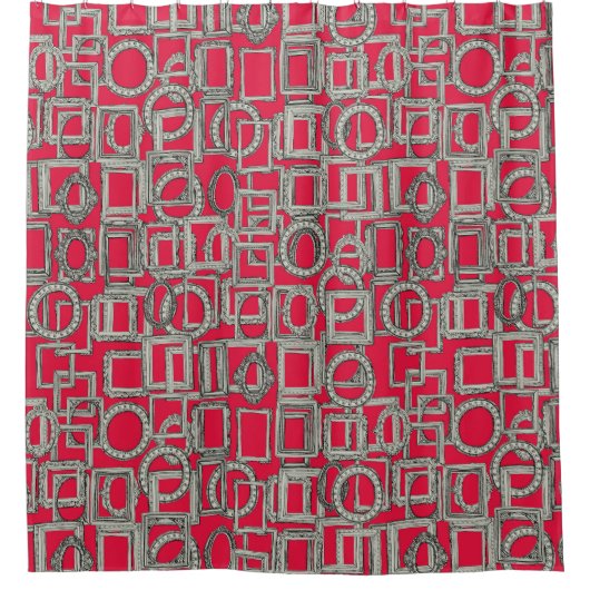 afbeelding lijsten zijn voldoende rood met been douchegordijn (Voorkant)