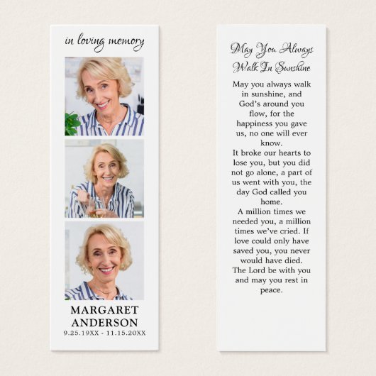 Afbeelding Memorial Funeral Prayer Bladwijzer Mini Visitekaartjes (Voorkant /achterkant)
