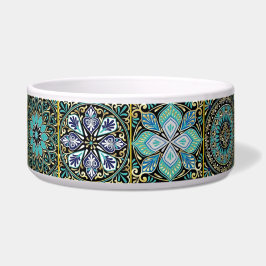 Afbeelding met blauwe groene Tegel van honden die  Voerbakje