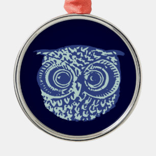 Afbeelding met blauwe kauwuil metalen ornament