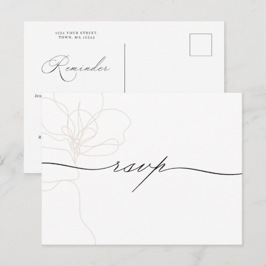 Afbeelding met de hand getekende herinnering RSVP Uitnodiging Briefkaart (Voorkant / Achterkant)