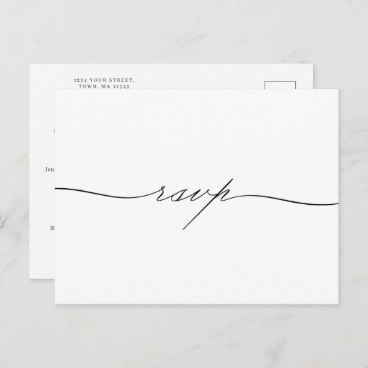 Afbeelding met de hand getekende herinnering RSVP  Uitnodiging Briefkaart (Voorkant / Achterkant)