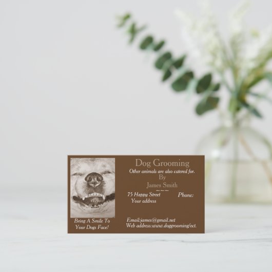 afbeelding met een grappige hond visitekaartje (Staand voorkant)