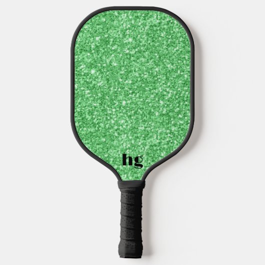 Afbeelding met groene glittertextuur pickleball paddle (Achterkant)