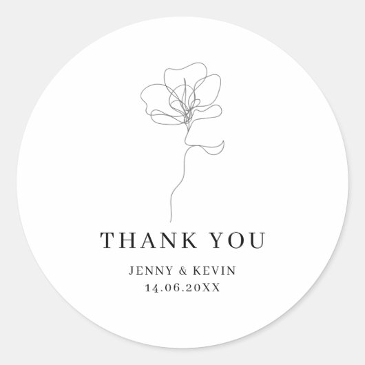 Afbeelding met hand getekende bloem ronde sticker (Voorkant)