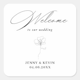 Afbeelding met hand getekende bloem vierkante sticker