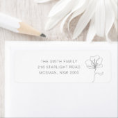 Afbeelding met handgetekende bloem Terug-adreslabe Etiket (Insitu)