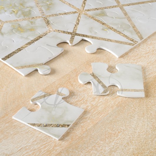 Afbeelding met moderne gouden en marmer geometrisc legpuzzel (Zijkant)