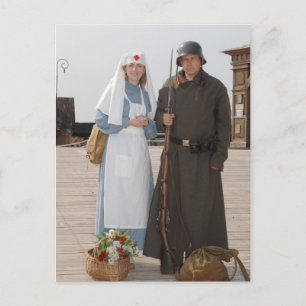 Afbeelding met Retro-stijl, verpleger en soldaat Briefkaart
