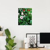 Afbeelding met rode en roze tulpen poster (Thuiskantoor)