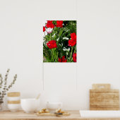 Afbeelding met rode en roze tulpen poster (Keuken)