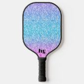 Afbeelding met roze en blauwe glitterstructuur pickleball paddle (Voorkant)