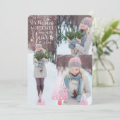afbeelding met roze glitter pine - meervoudige fo feestdagenkaart (Staand voorkant)