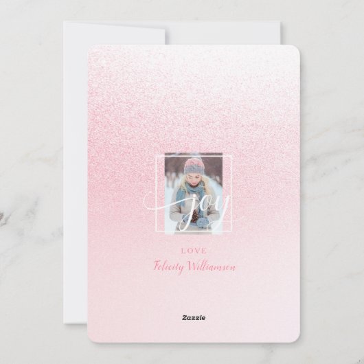 afbeelding met roze glitter pine - meervoudige fo feestdagenkaart (Achterkant)