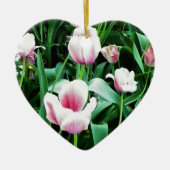 Afbeelding met roze tulpen keramisch ornament (Voorkant)