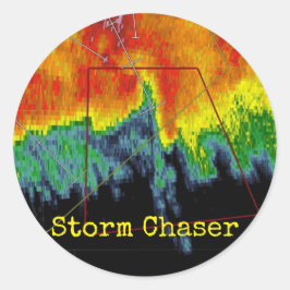 Afbeelding met storm-inktradar ronde sticker