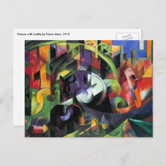 Afbeelding met vee van Franz Marc,  kunst Briefkaart (Voorkant / Achterkant)