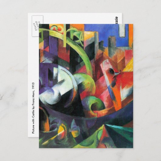 Afbeelding met vee van Franz Marc,  kunst Briefkaart (Voorkant / Achterkant)