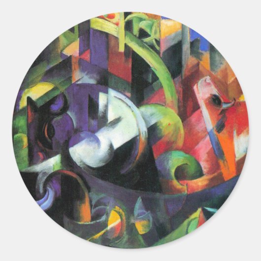 Afbeelding met vee van Franz Marc,  kunst Ronde Sticker (Voorkant)