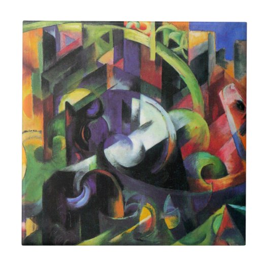 Afbeelding met vee van Franz Marc,  kunst Tegeltje (Voorkant)