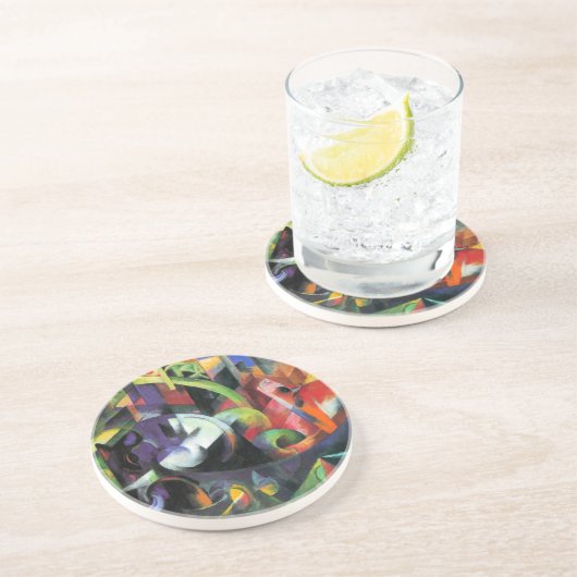 Afbeelding met vee van Franz Marc,  kunst Zandsteen Onderzetter (Zijkant)