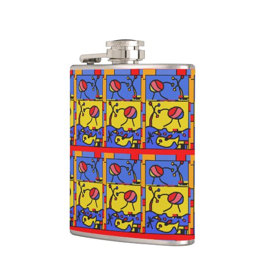 Afbeelding met vis moderne kunst heupfles (Links)