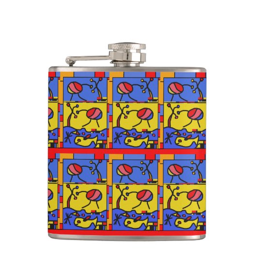 Afbeelding met vis moderne kunst heupfles (Voorkant)