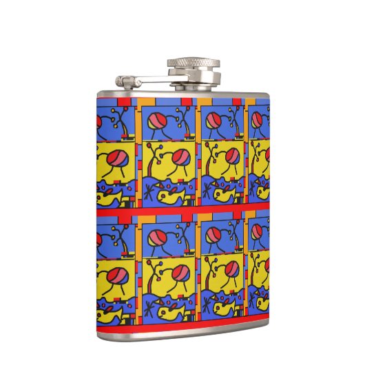 Afbeelding met vis moderne kunst heupfles (Rechts)