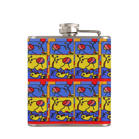 Afbeelding met vis moderne kunst heupfles (Achterkant)