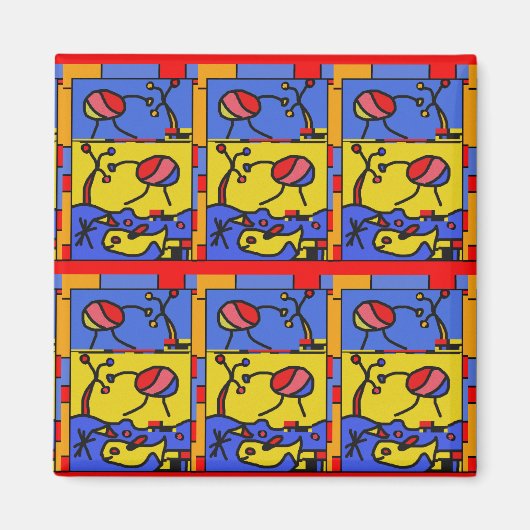 Afbeelding met vis moderne kunst magneet (Voorkant)