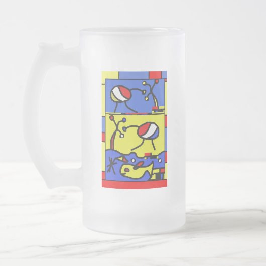 Afbeelding met vis moderne kunst matglas bierpul (Links)