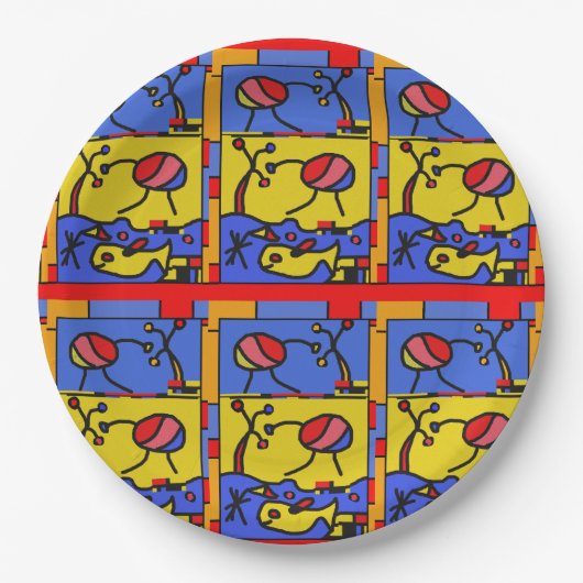 Afbeelding met vis moderne kunst papieren bordje (Voorkant)